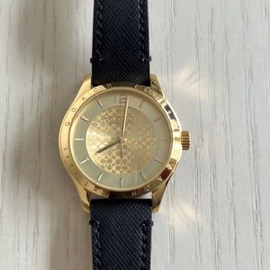 Coach leather watch with gold face